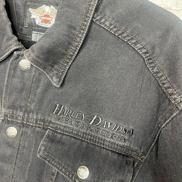 Men’s Harley Davidson Black Jean Jacket Size L - Picture 4 of 10